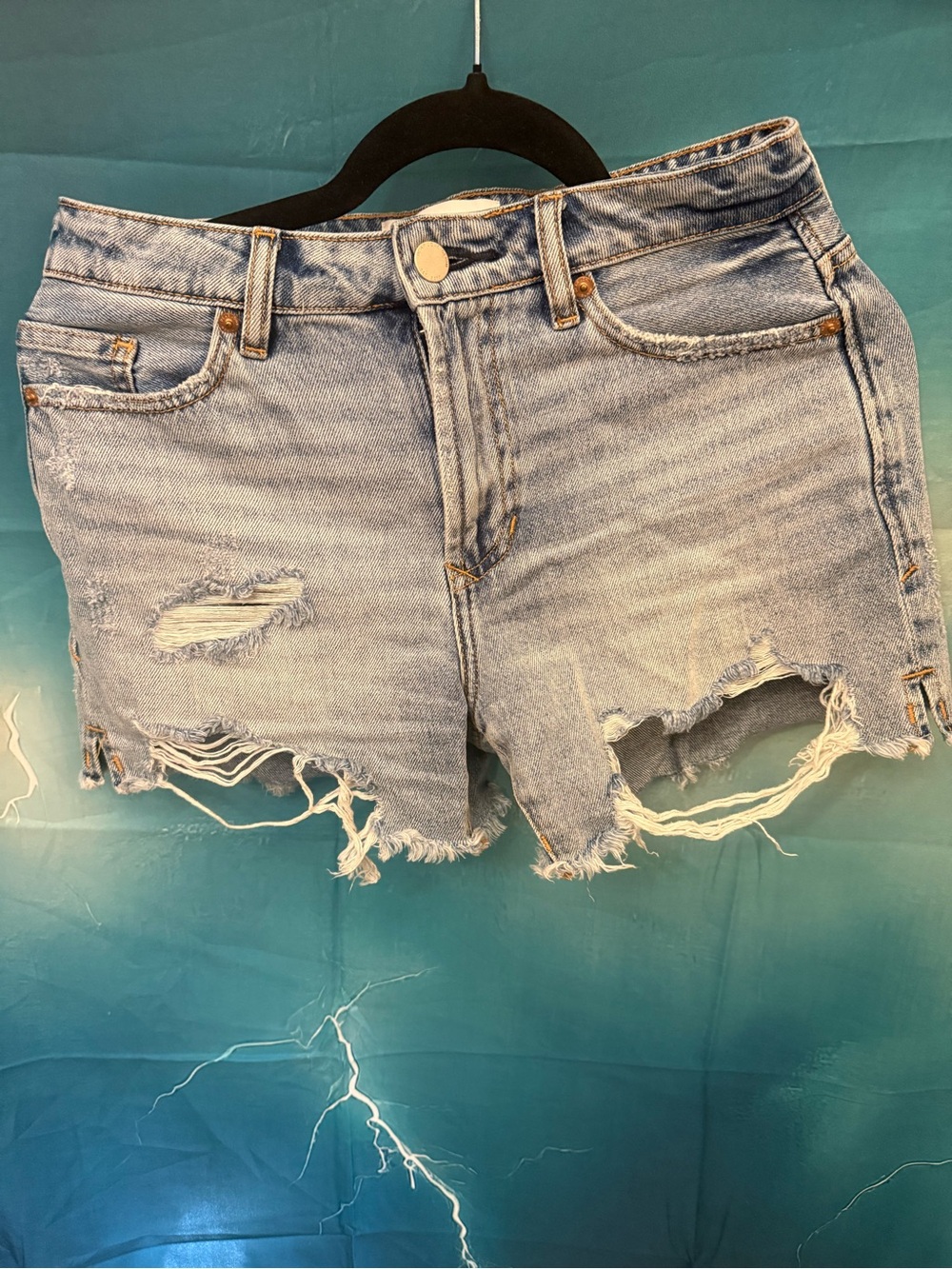 Dear John Light Blue Distressed Denim Cutoff Shorts